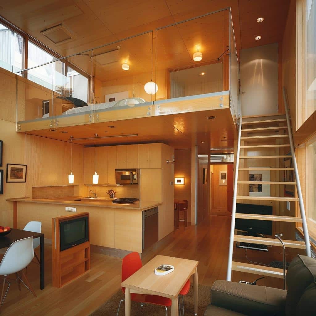 ideias decoração loft 20m2 mezanino