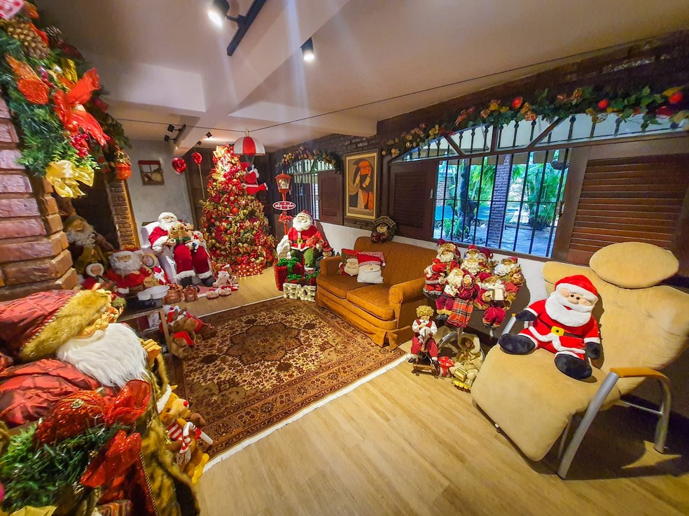decoracao mesa natal papai noel