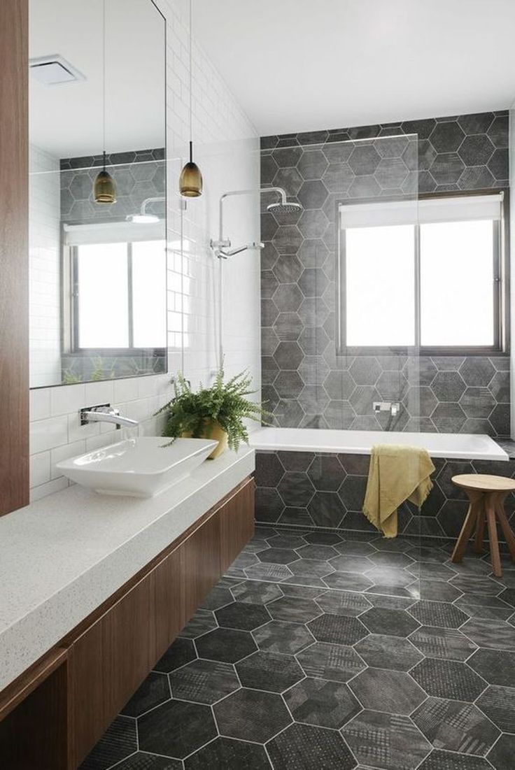 porcelanato hexagonal banheiro moderno