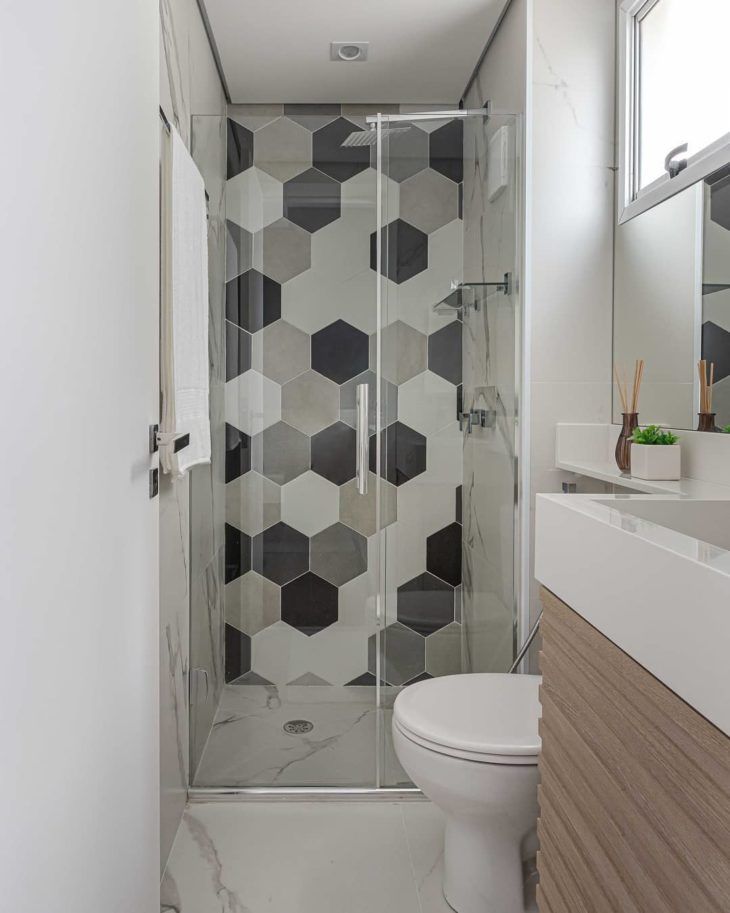 porcelanato hexagonal banheiro moderno