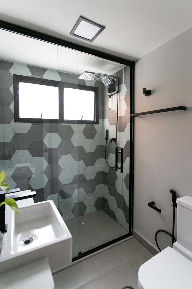 porcelanato hexagonal banheiro piso e parede