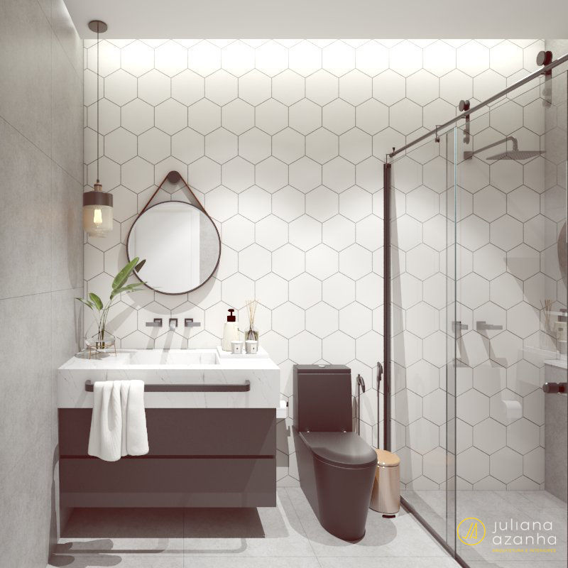 porcelanato hexagonal banheiro cores