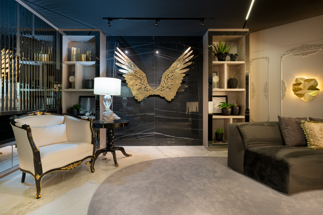 decoração luxuosa preto e dourado