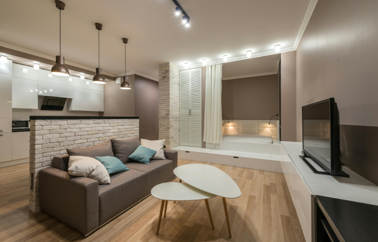 sala cinza clara minimalista