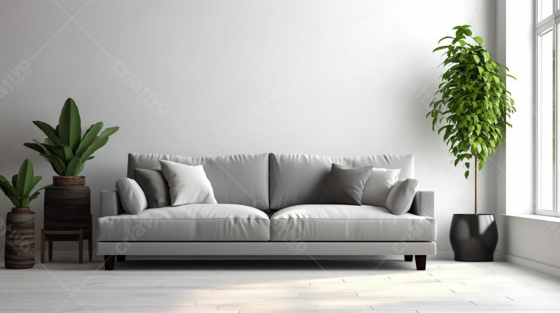 sala minimalista moderna cinza