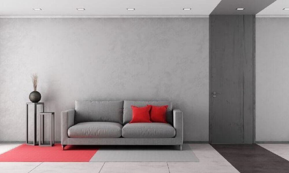 iluminação para sala minimalista cinza