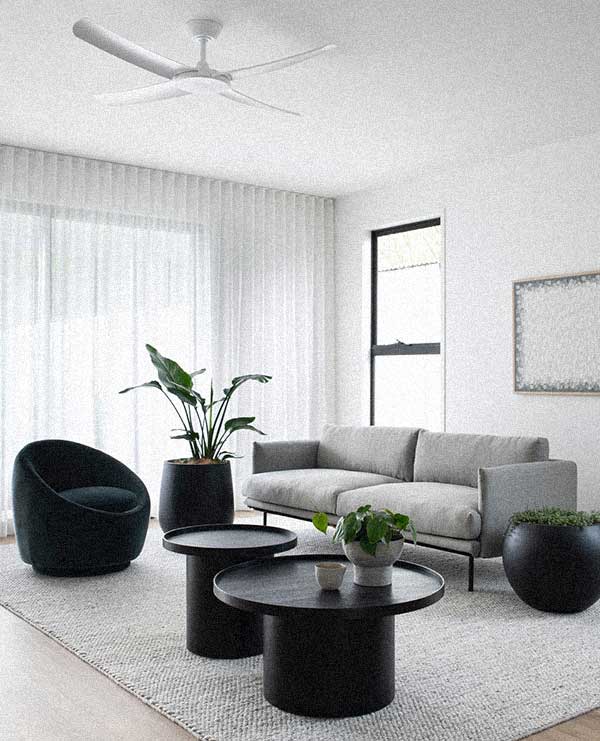 móveis para sala minimalista cinza