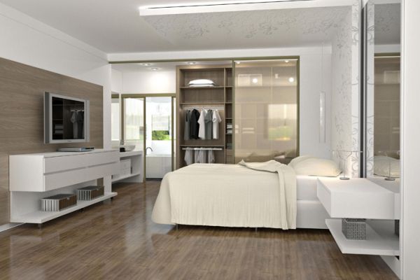 ideias decoração suíte com closet e banheira