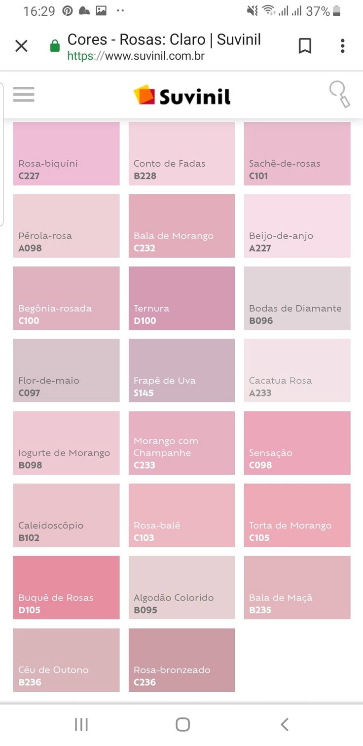 paleta de cores rosa suvinil